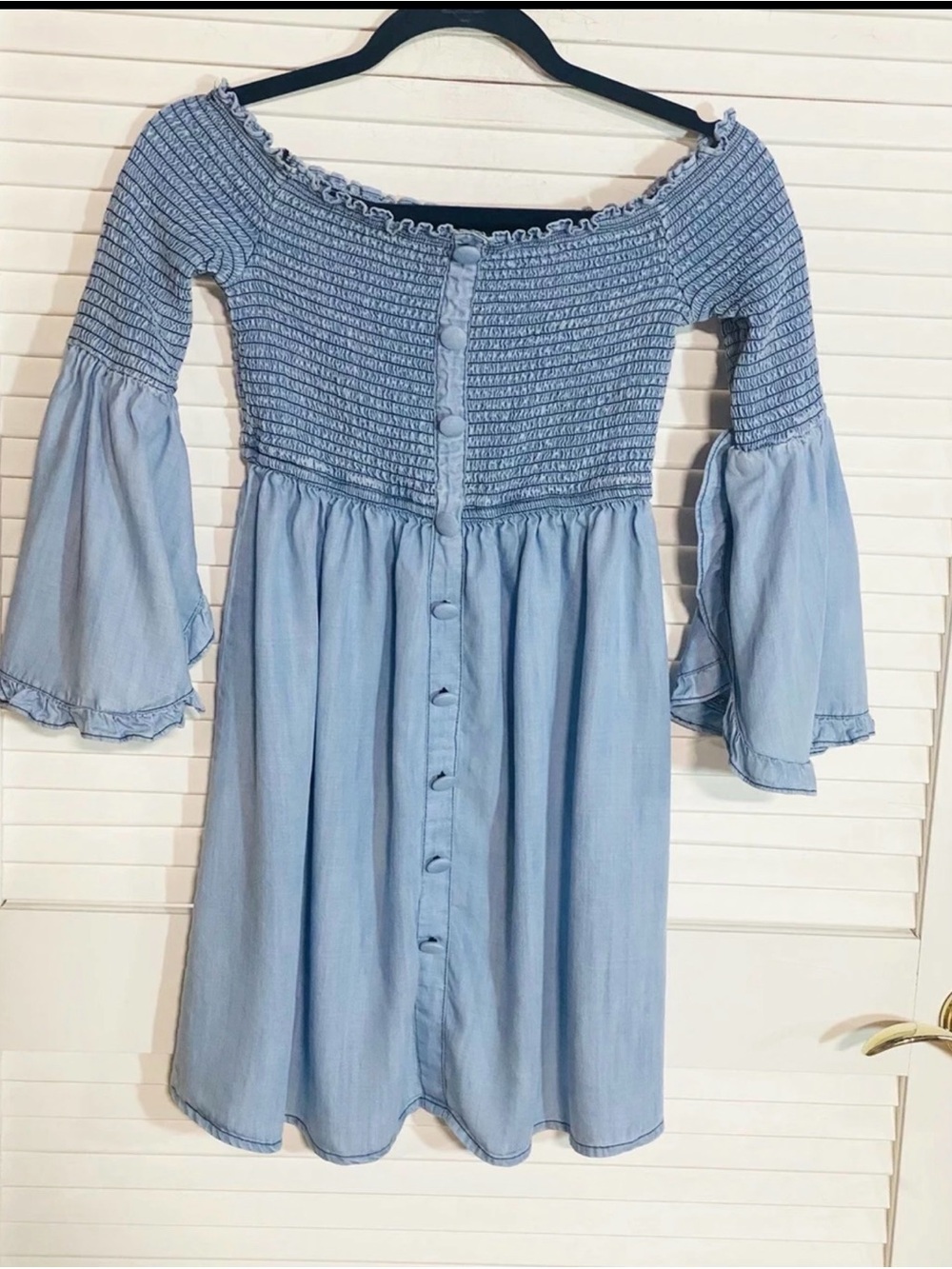 VENUS Light Blue Off-Shoulder Midi Dress